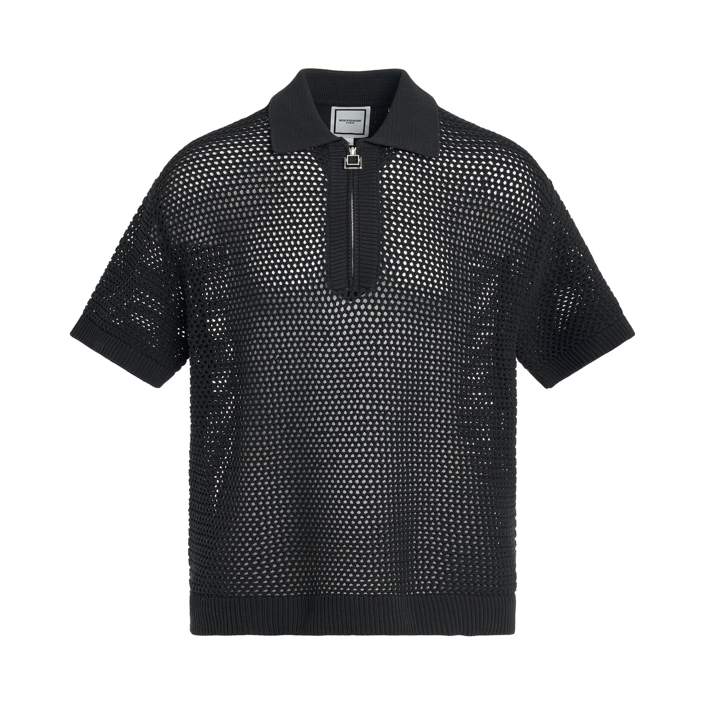 Quarter Zip Knitted Shirt in Black