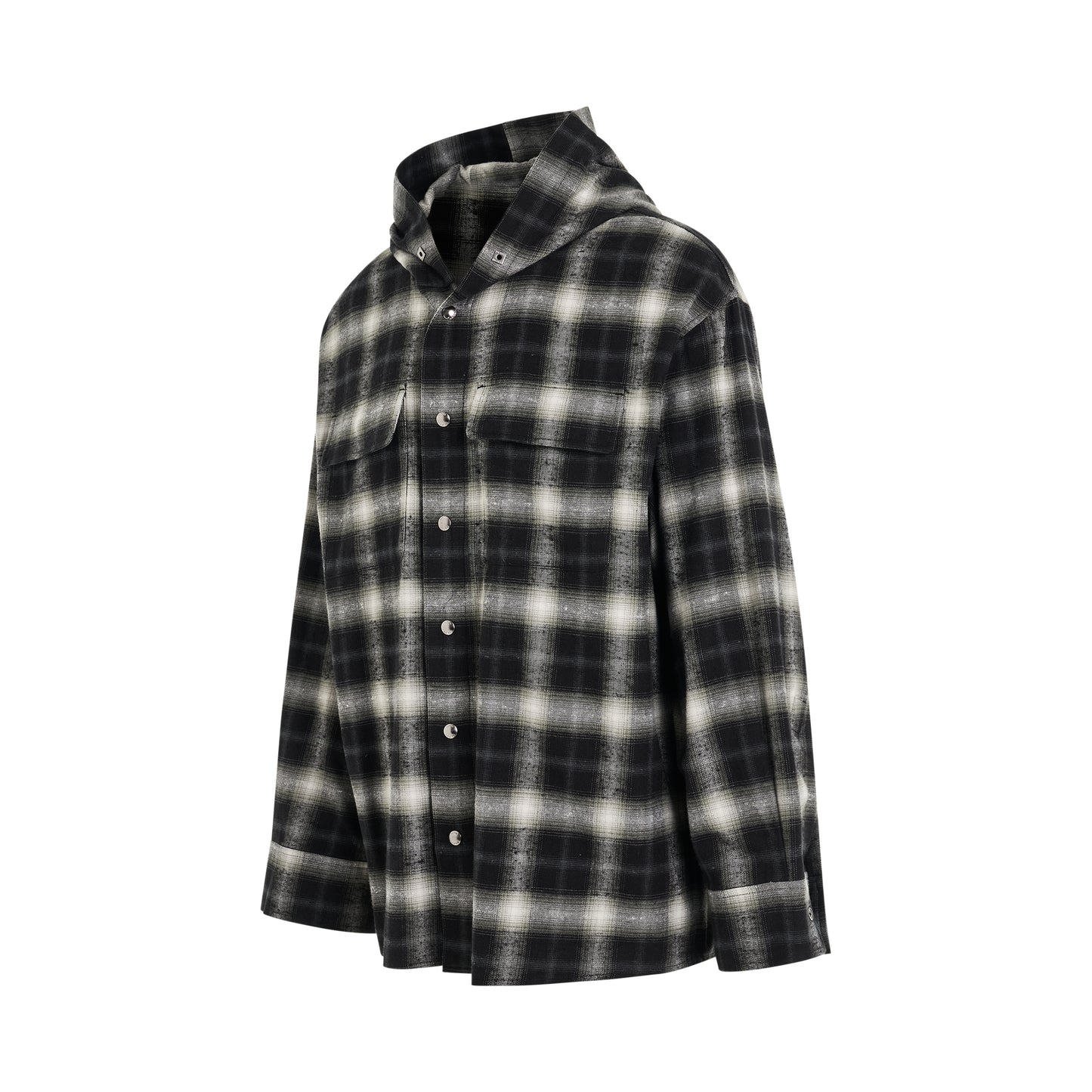 Hooded Check Shirt in Black