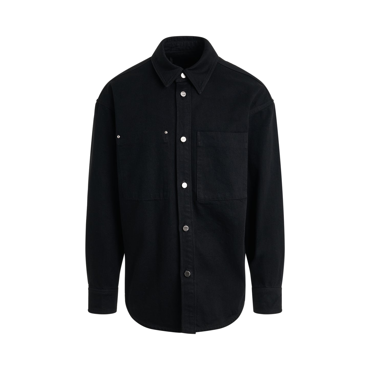 Denim Logo Print Shirt in Black