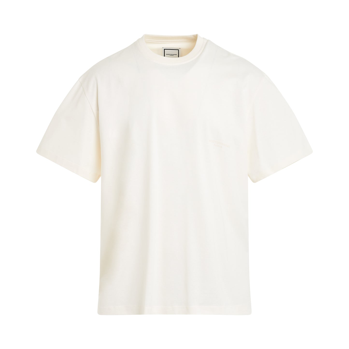 Leather Patch T-Shirt in Ivory