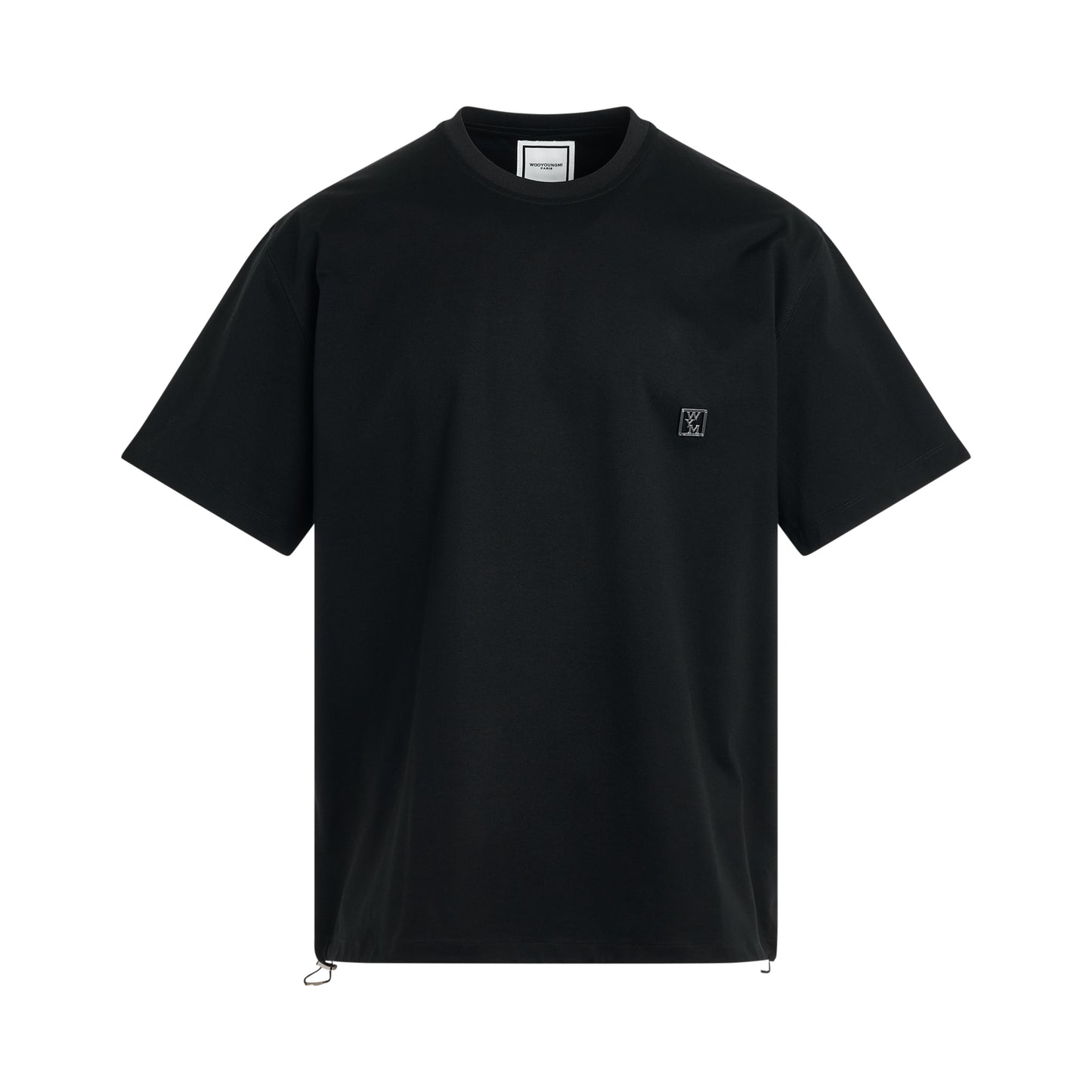 Side Drawstrap T-Shirt in Black