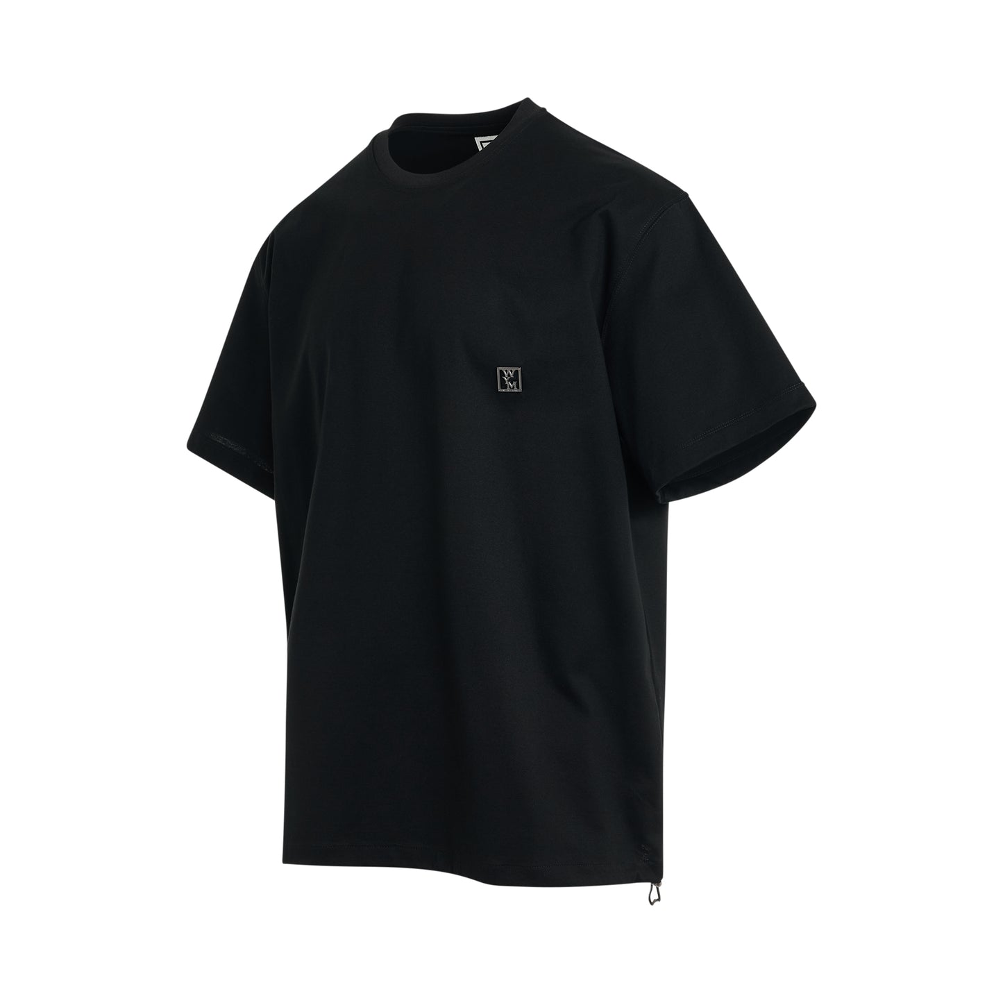 Side Drawstrap T-Shirt in Black