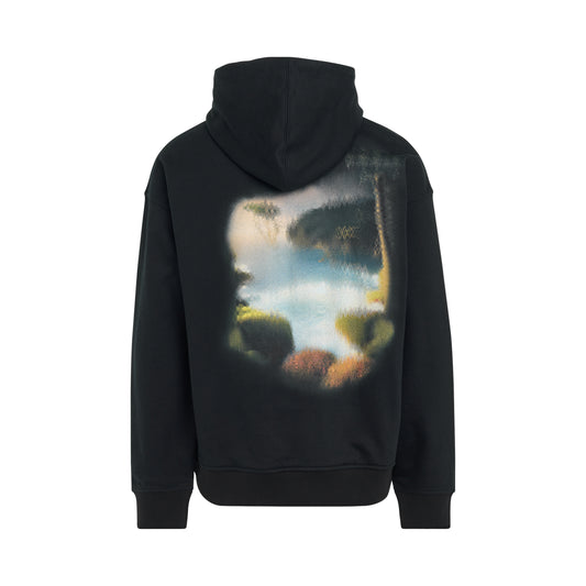 Scenery Back Print Hoodie in Black