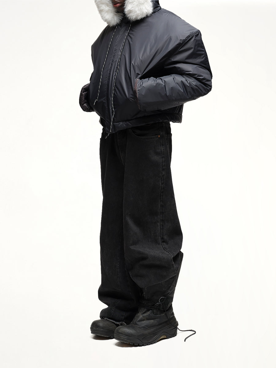 Wald Fur Puffer Jacket in Black