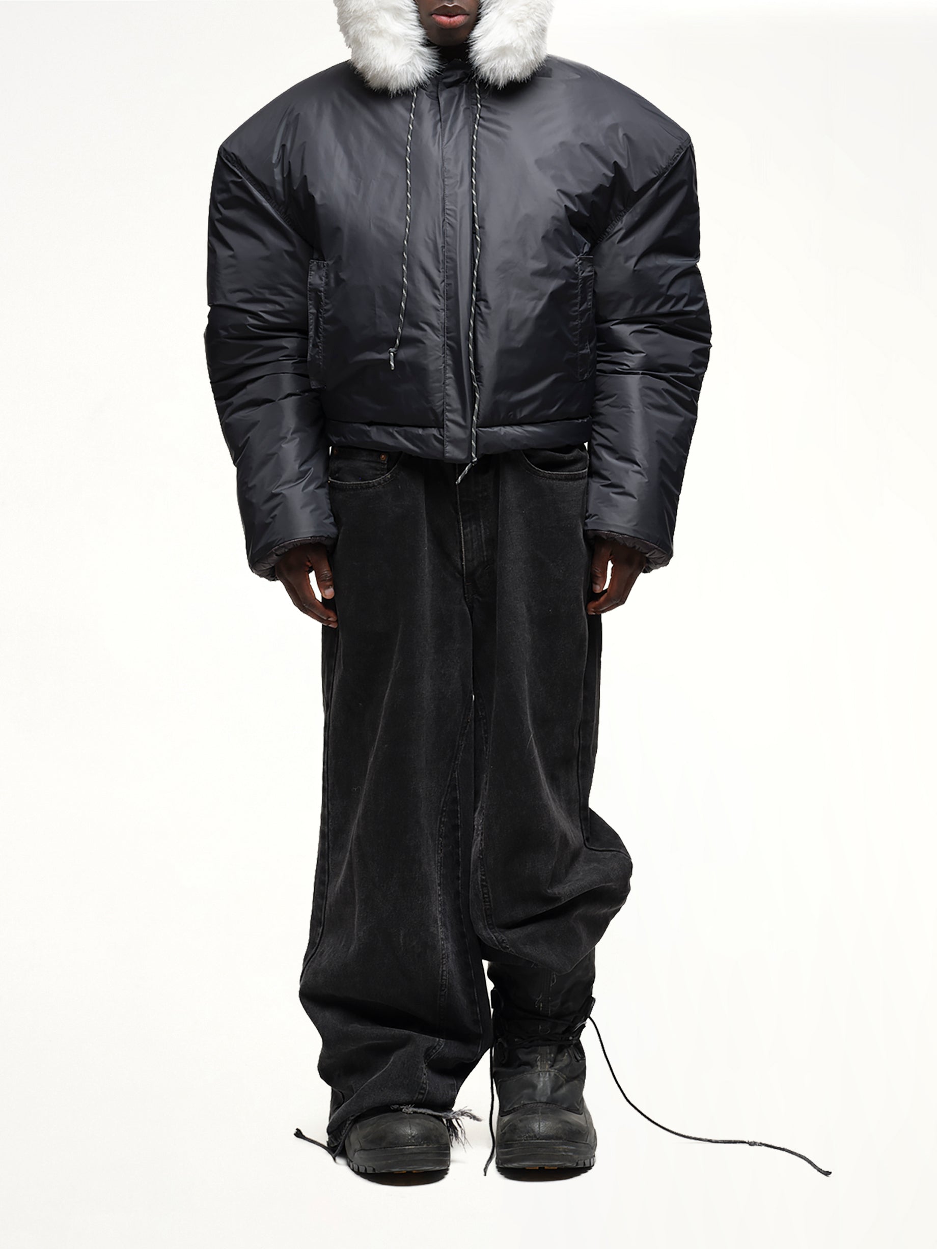 Wald Fur Puffer Jacket in Black