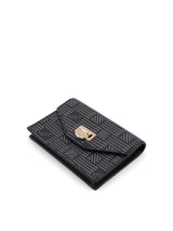 Flap Wallet with Gusset in Black