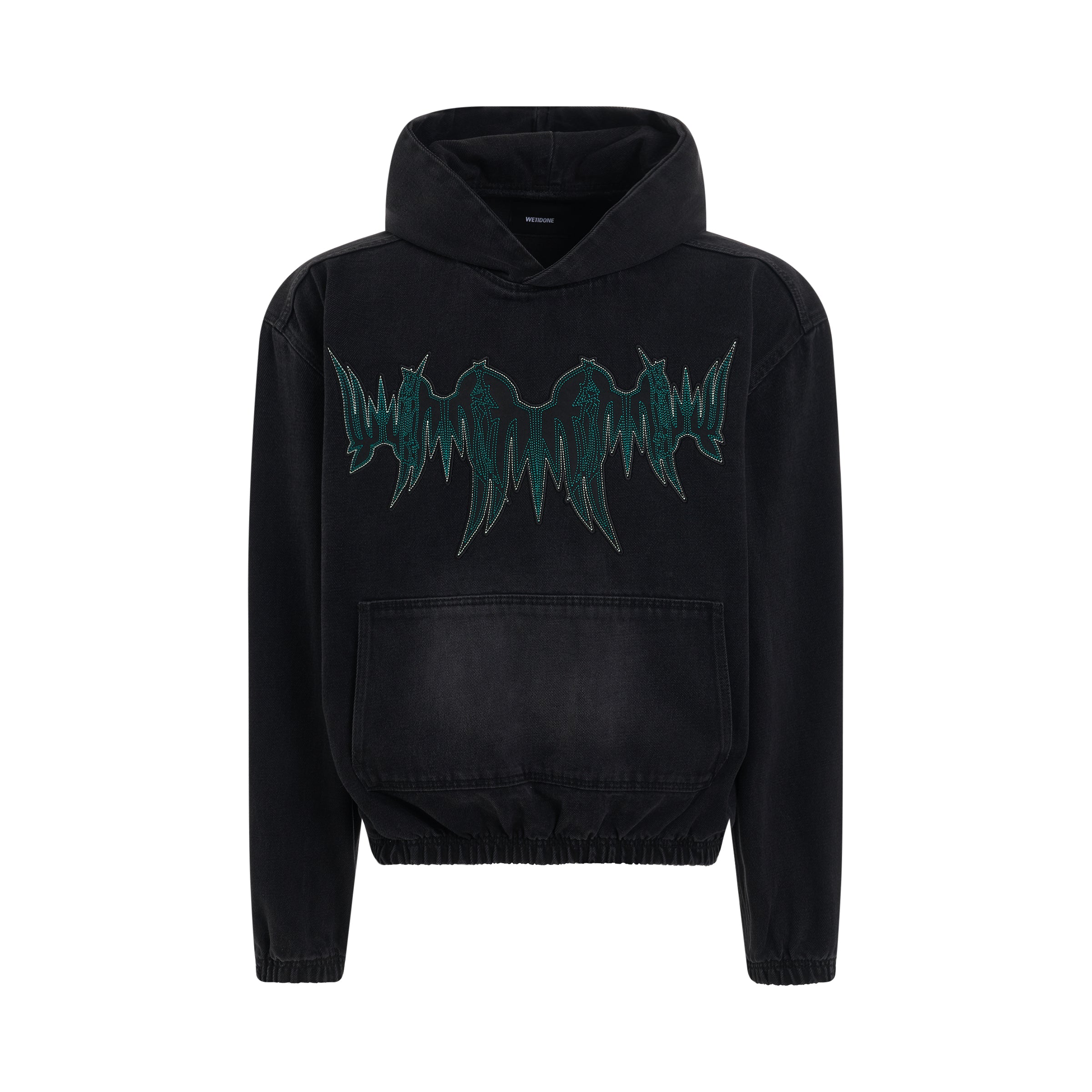 Washed Western Embroidered Hoodie in Black