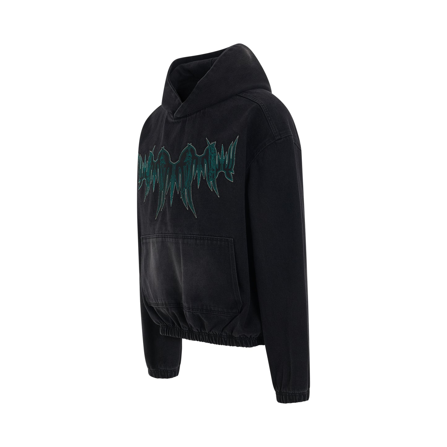 Washed Western Embroidered Hoodie in Black