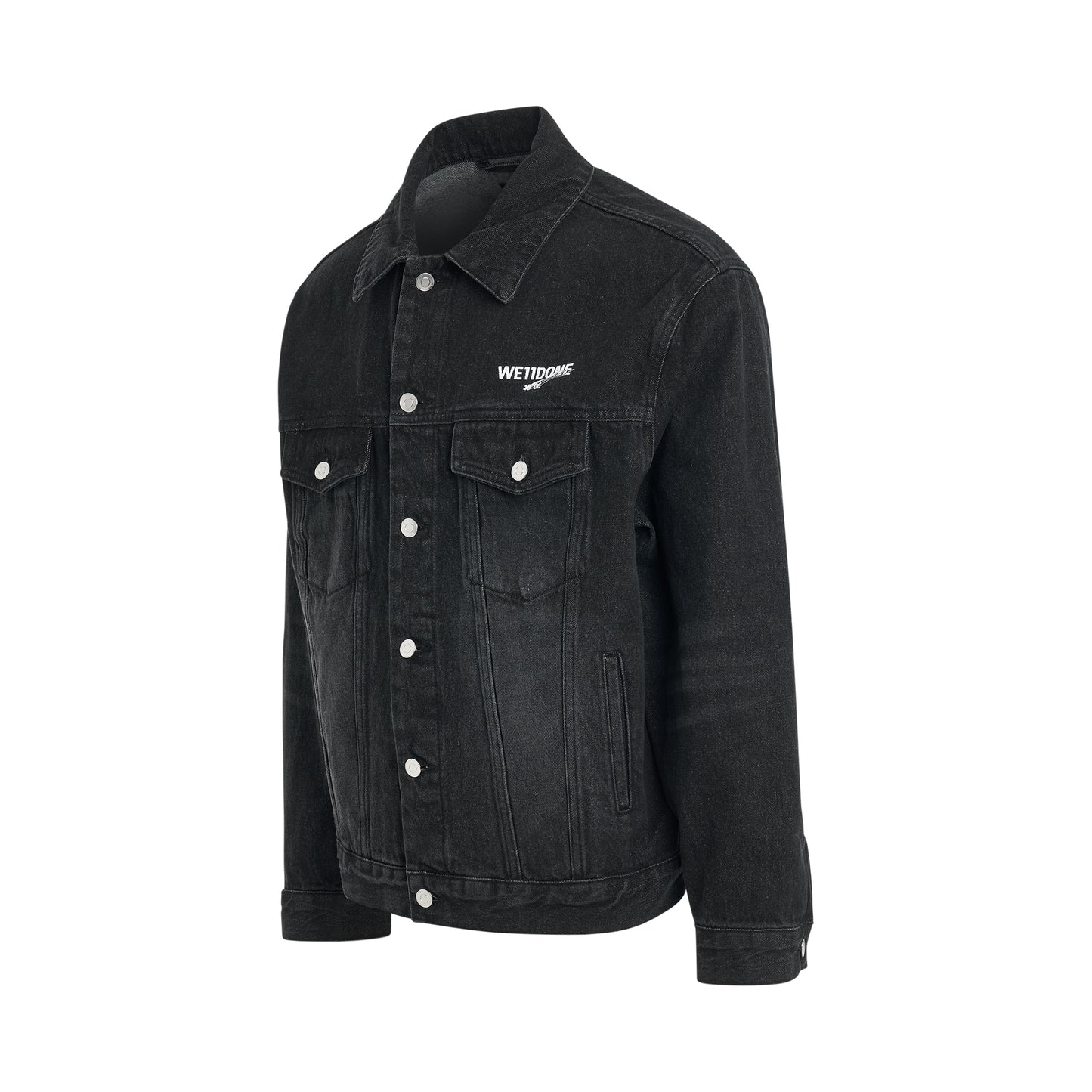 1506 Logo Loose-Fit Denim Trucker Jacket in Black