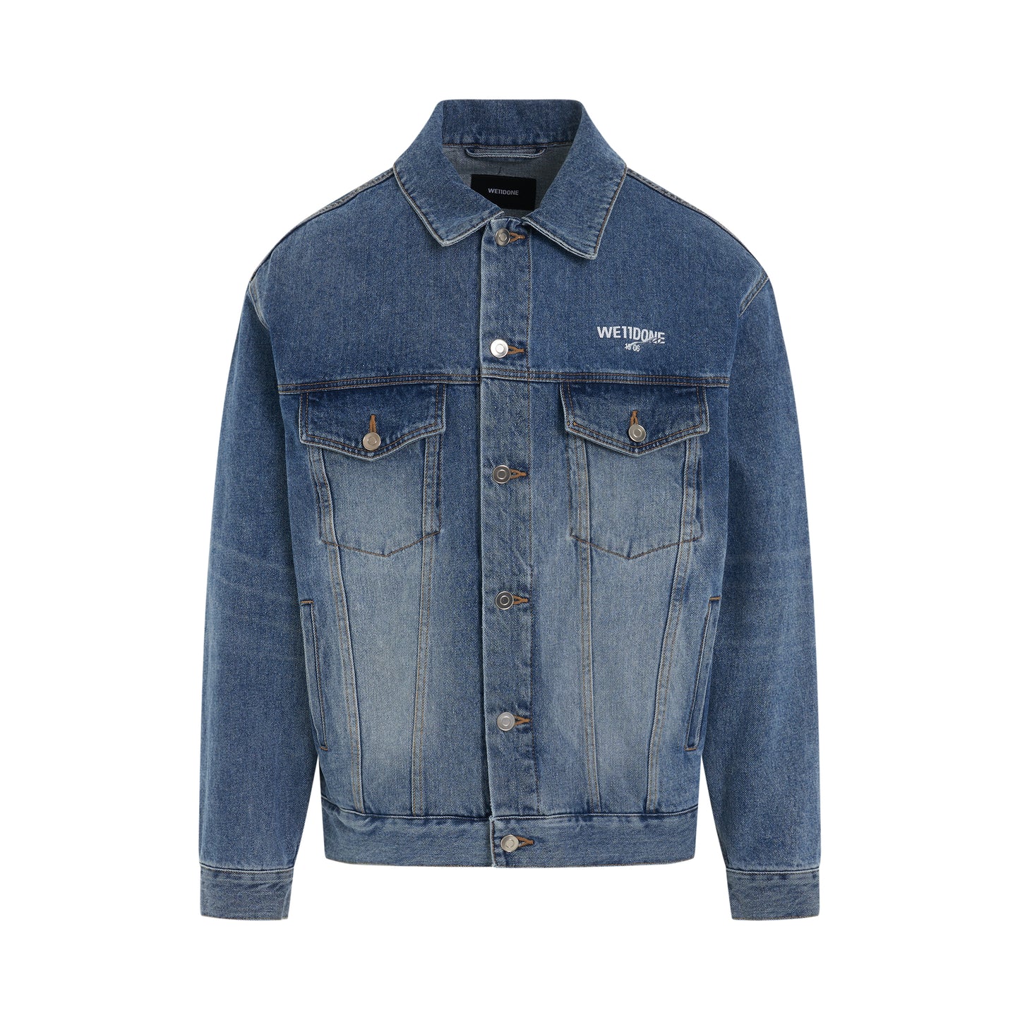 1506 Logo Loose Fit Denim Trucker Jacket in Blue