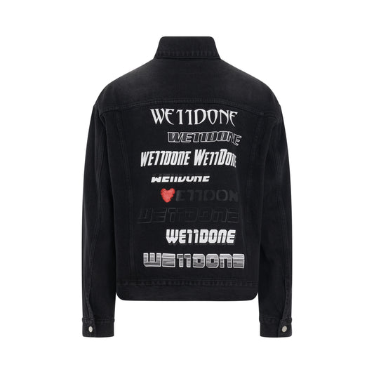 Love Logo Oversized Trucker Jacket in Black