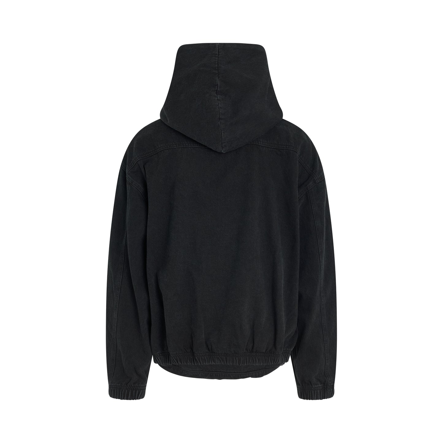 Bag Shaped Craft Denim Hoodie in Black