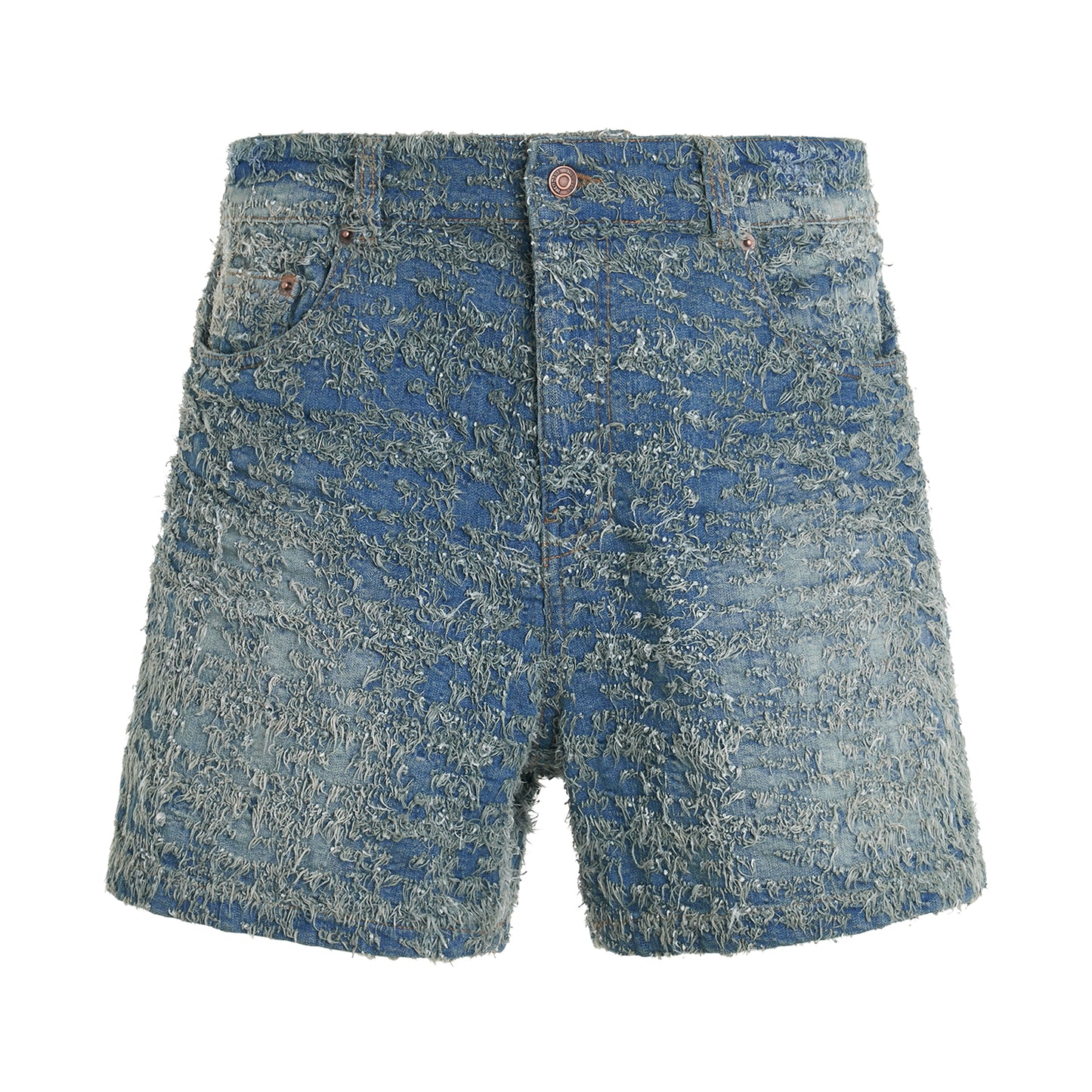 Grunge Washed Denim Shorts in Navy