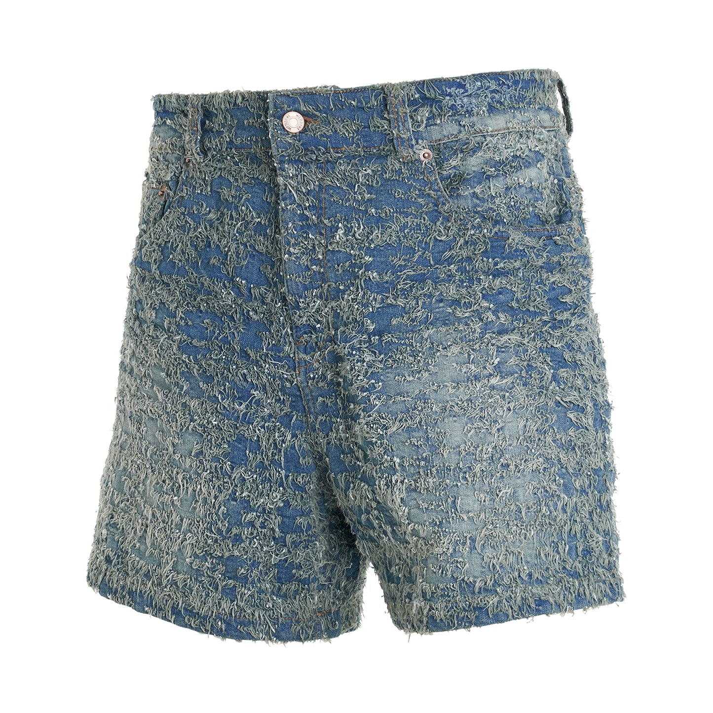 Grunge Washed Denim Shorts in Navy