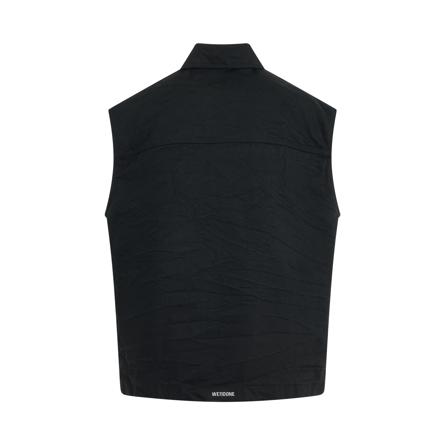 Whiskered 3-Pocket Denim Vest in Black