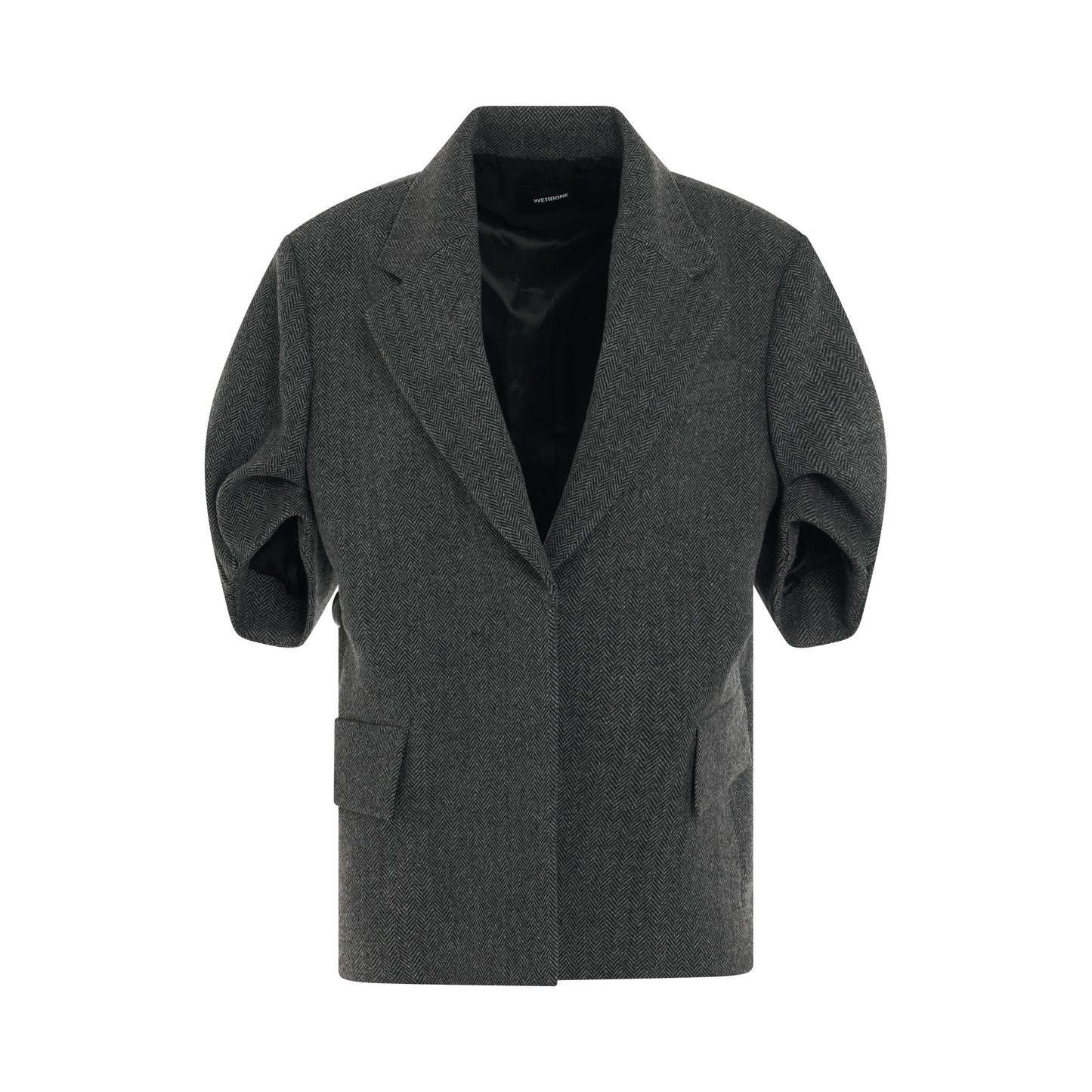 Puff Sleeve Tailored Jacket in Dark Grey