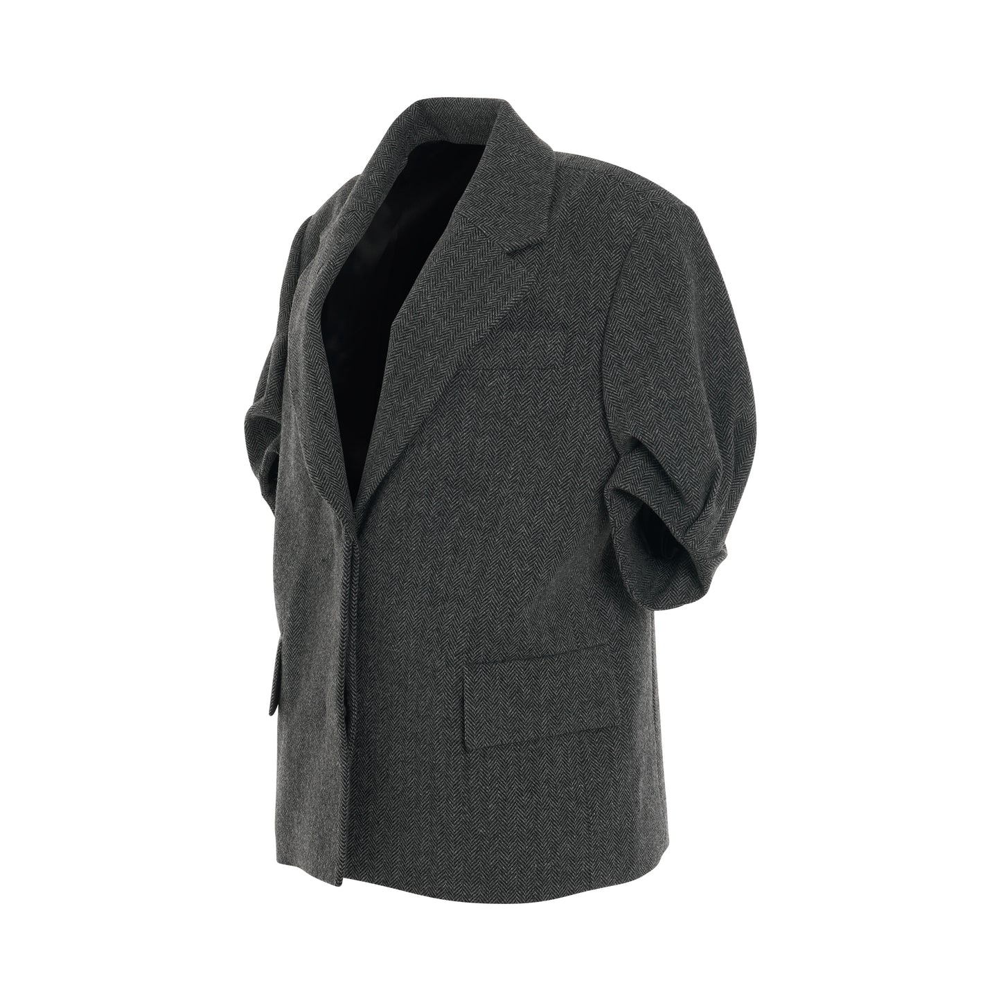 Puff Sleeve Tailored Jacket in Dark Grey