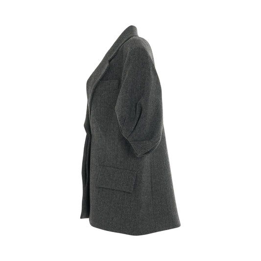 Puff Sleeve Tailored Jacket in Dark Grey