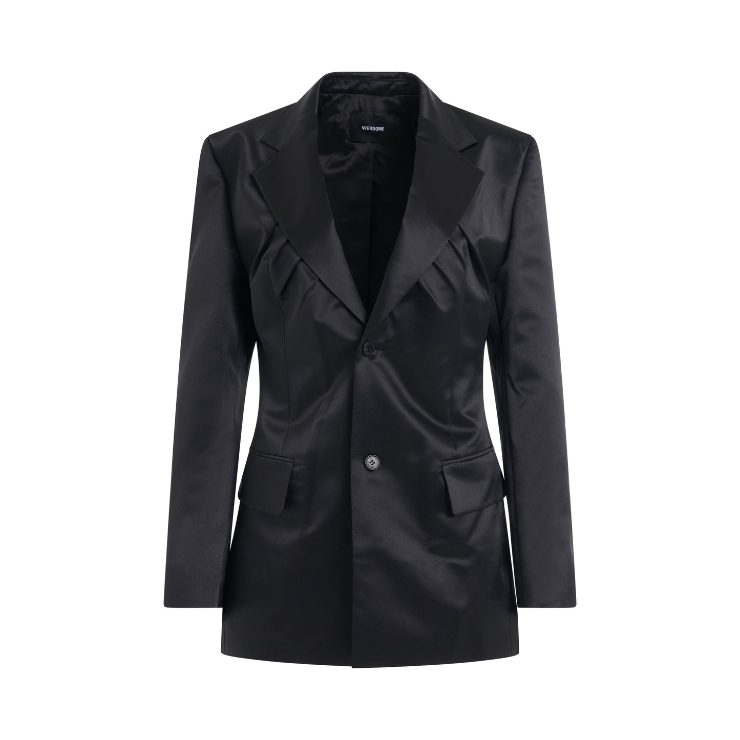 Shirring Single-Breasted Jacket in Black