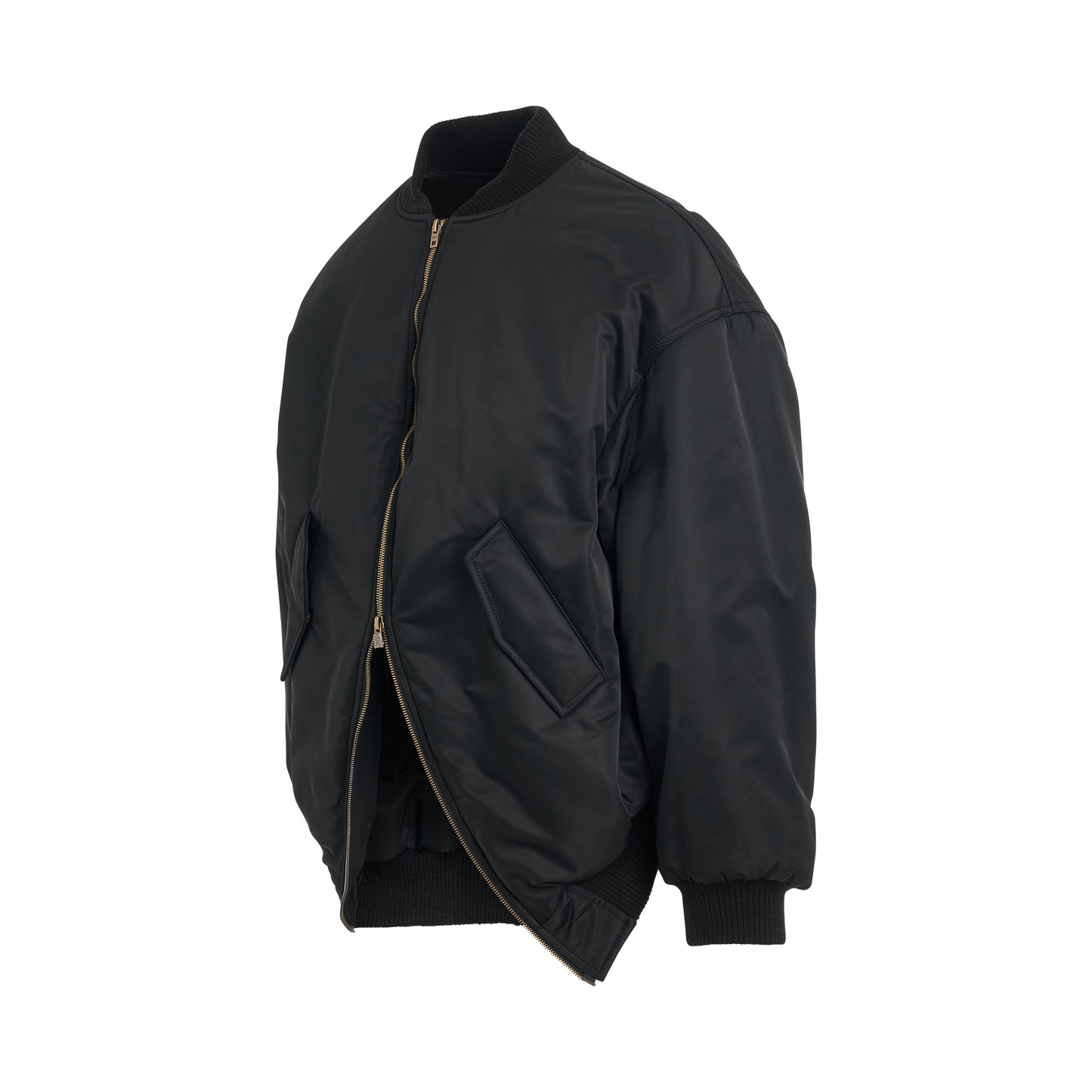 Padded Two-way Zipper Bomber Jacket in Black