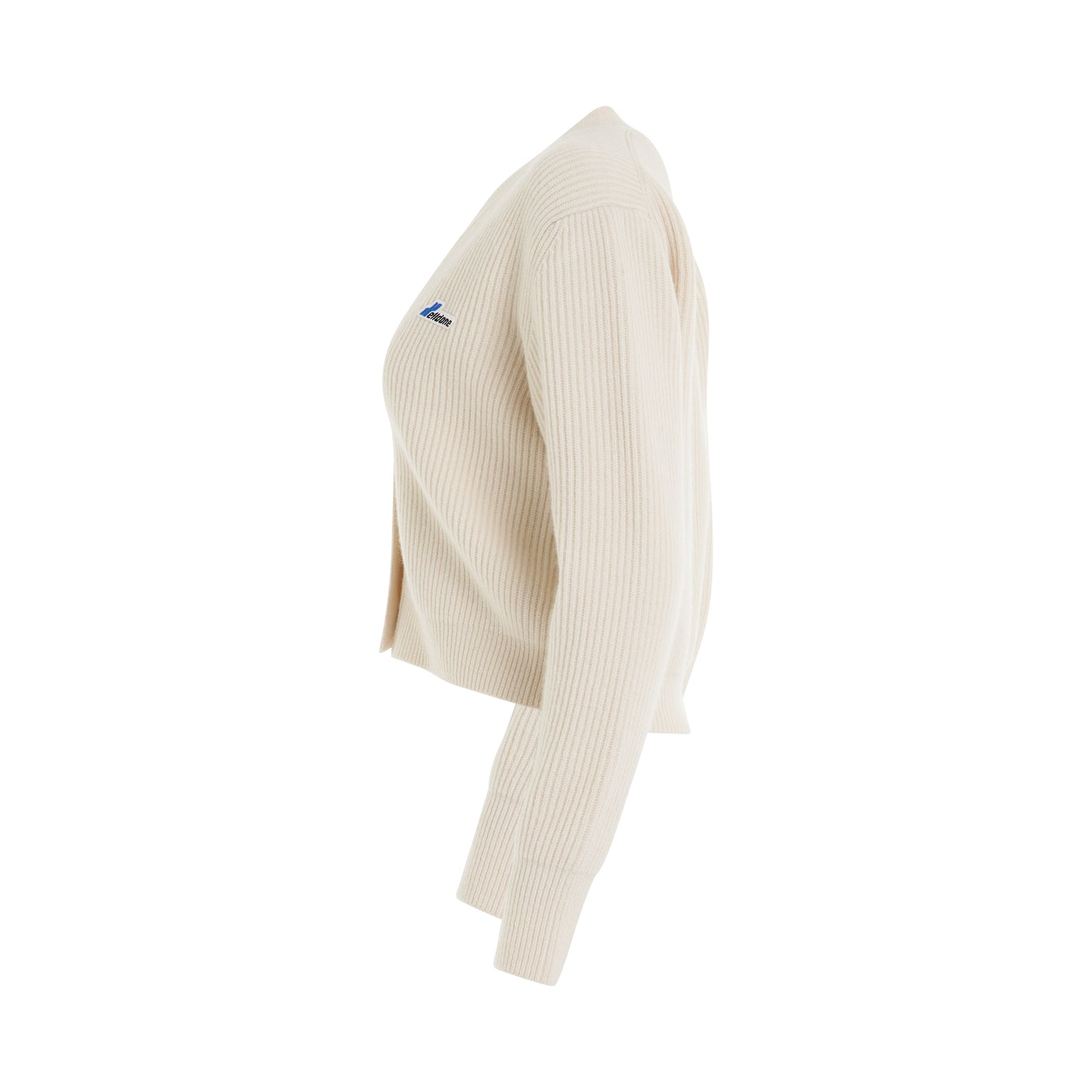 Logo Patched Short Knit Cardigan in Ivory
