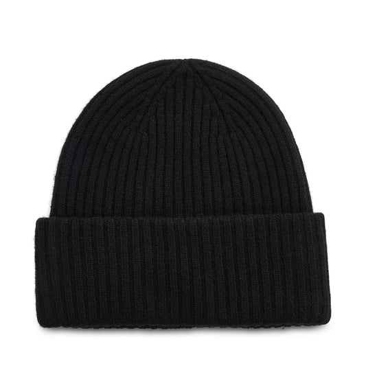 Logo Patched Knit Beanie in Black