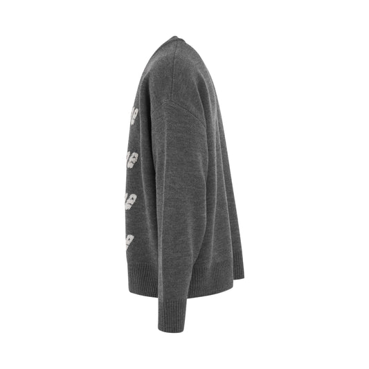 Logo Pile Knit Sweater in Grey