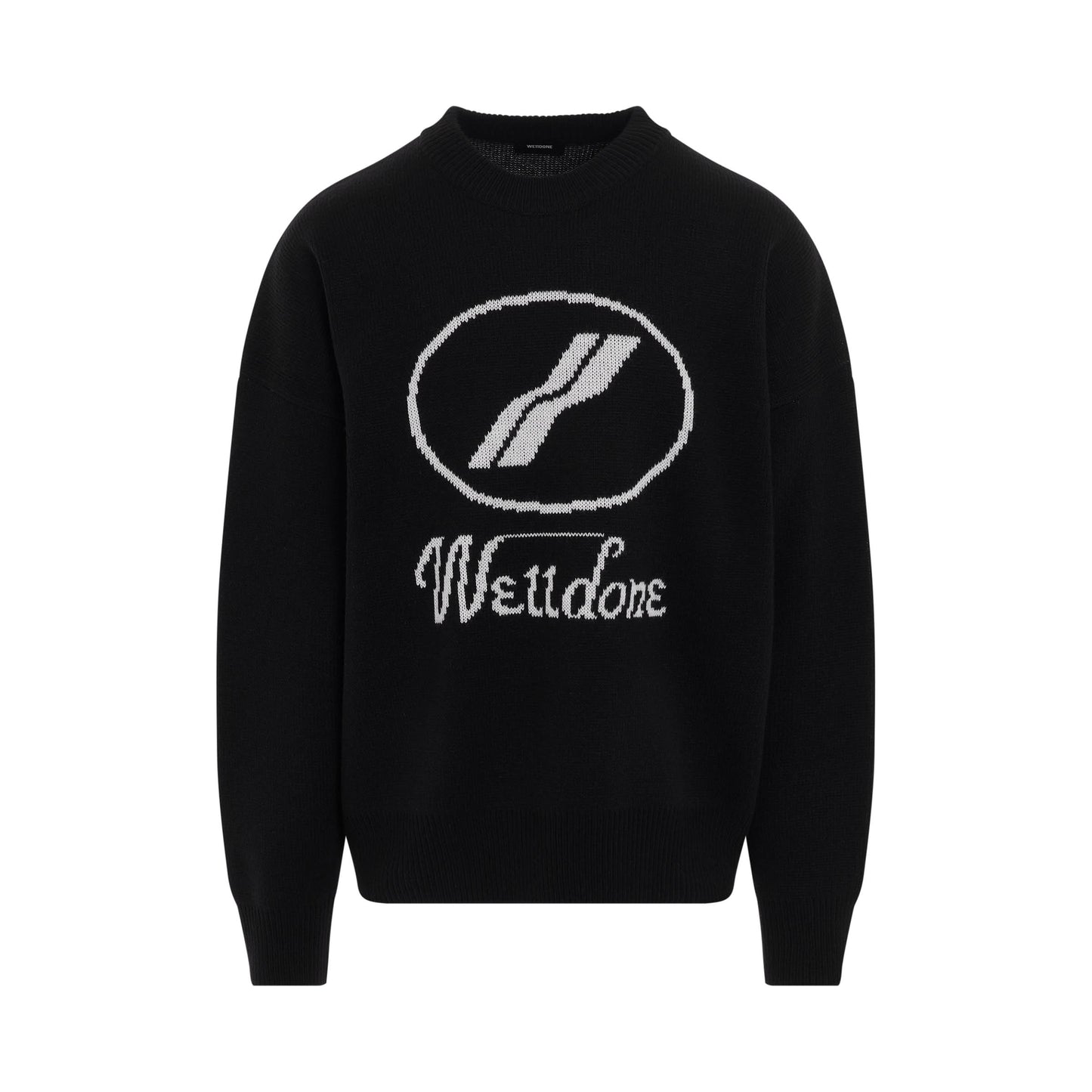 Logo Jacquard Intarsia Sweater in Black