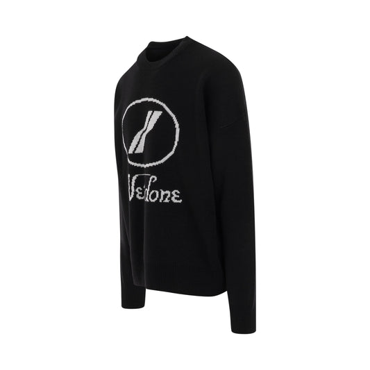 Logo Jacquard Intarsia Sweater in Black