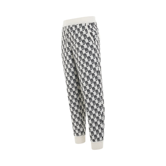 Logo Knit Jacquard Trouser in Ivory