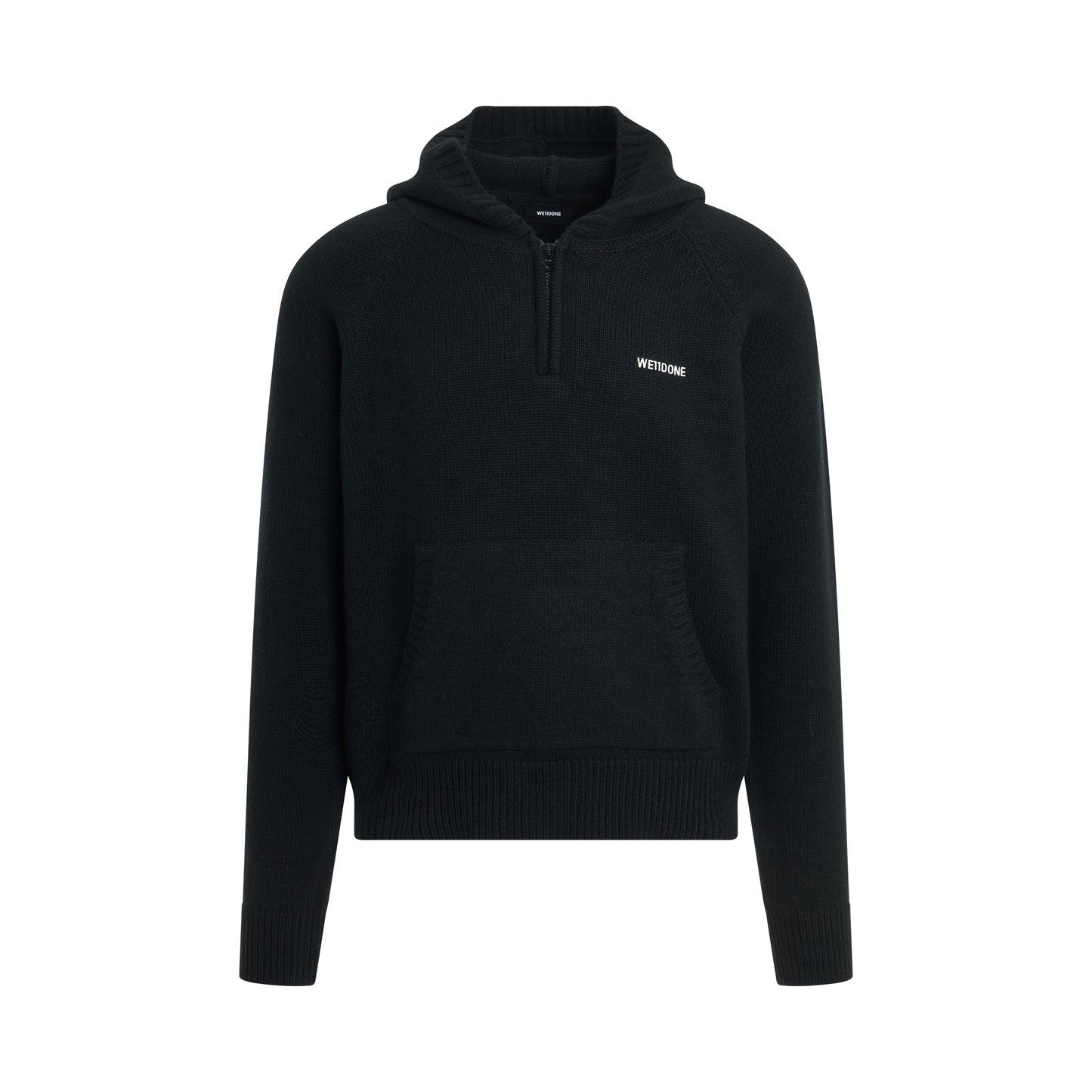 Raglan Knit Hoodie in Black