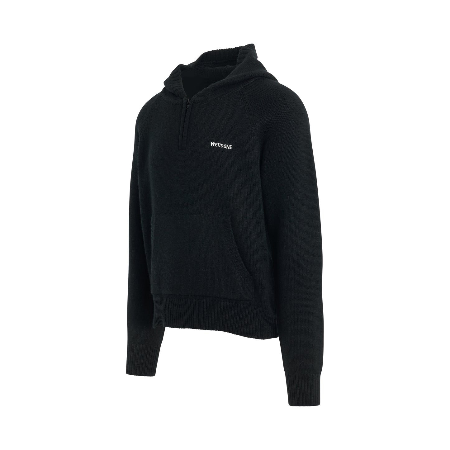 Raglan Knit Hoodie in Black