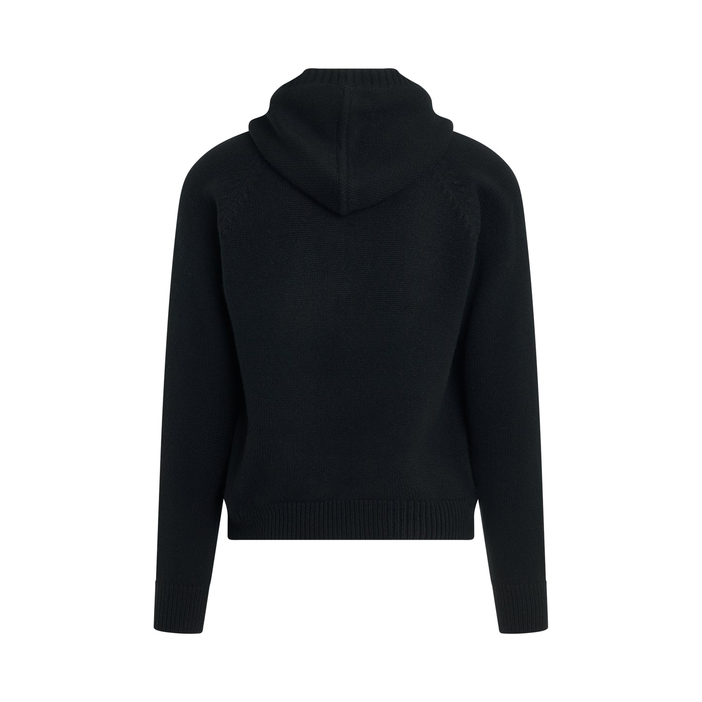 Raglan Knit Hoodie in Black