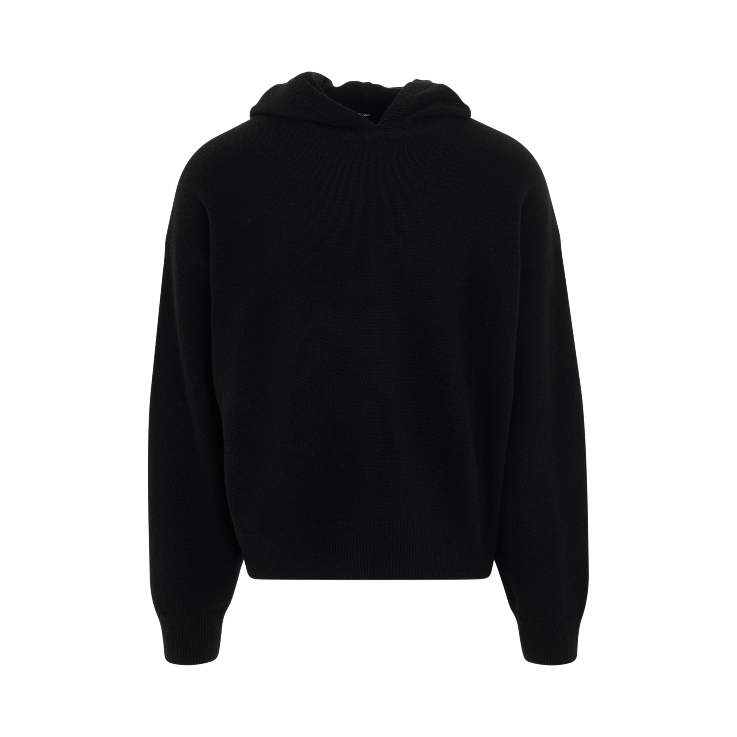 Oversized Basic Knit Hoodie in Black