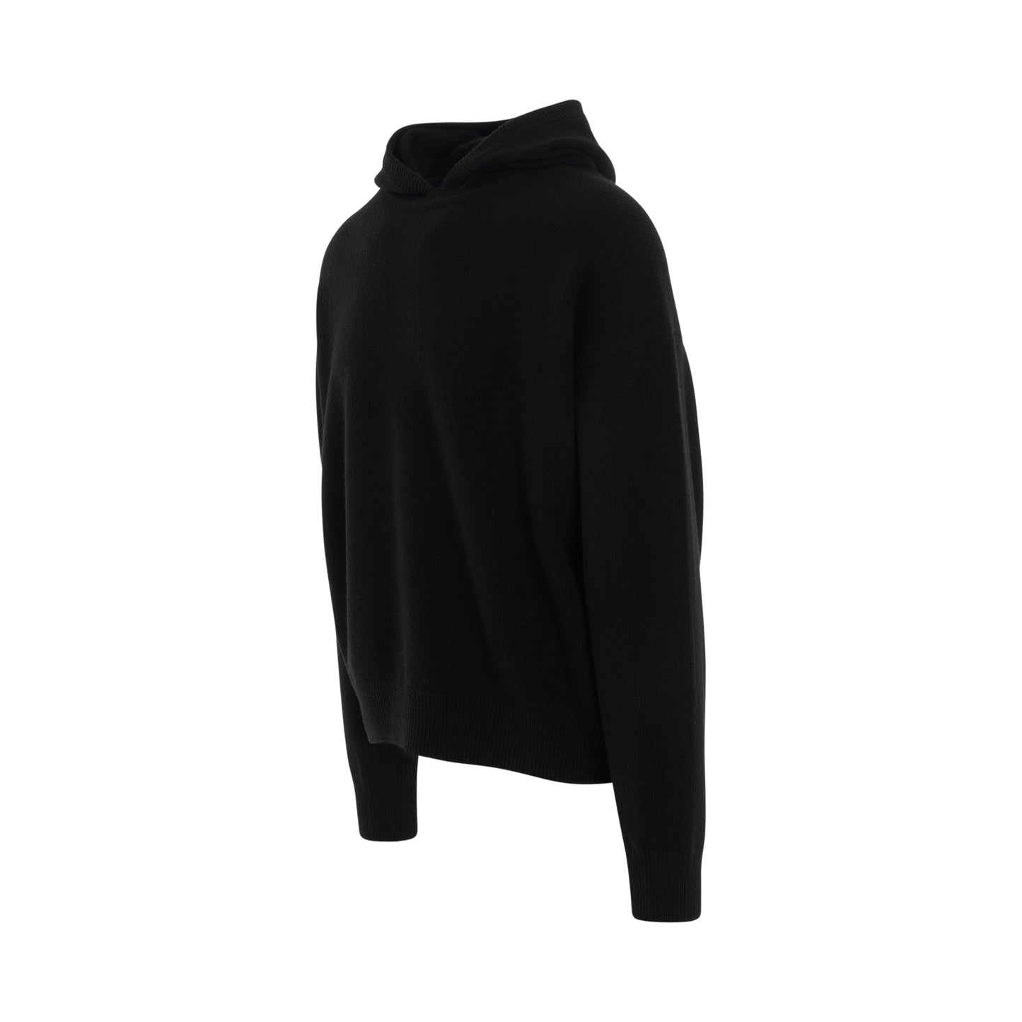 Oversized Basic Knit Hoodie in Black