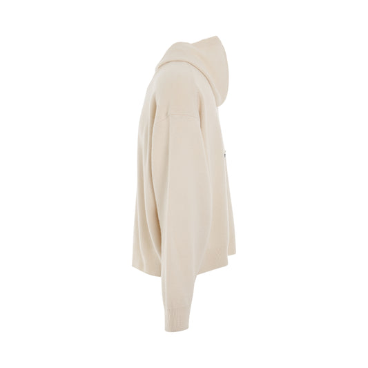 Oversized Basic Knit Hoodie in Ivory