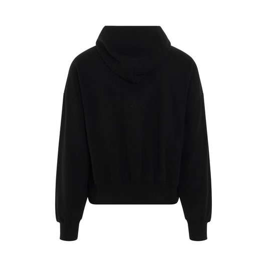 Back Embroidered Hoodie in Black