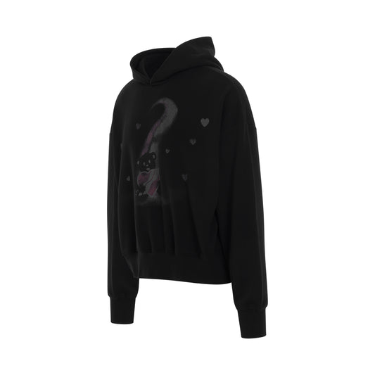 Teddy Bear Print Hoodie in Black