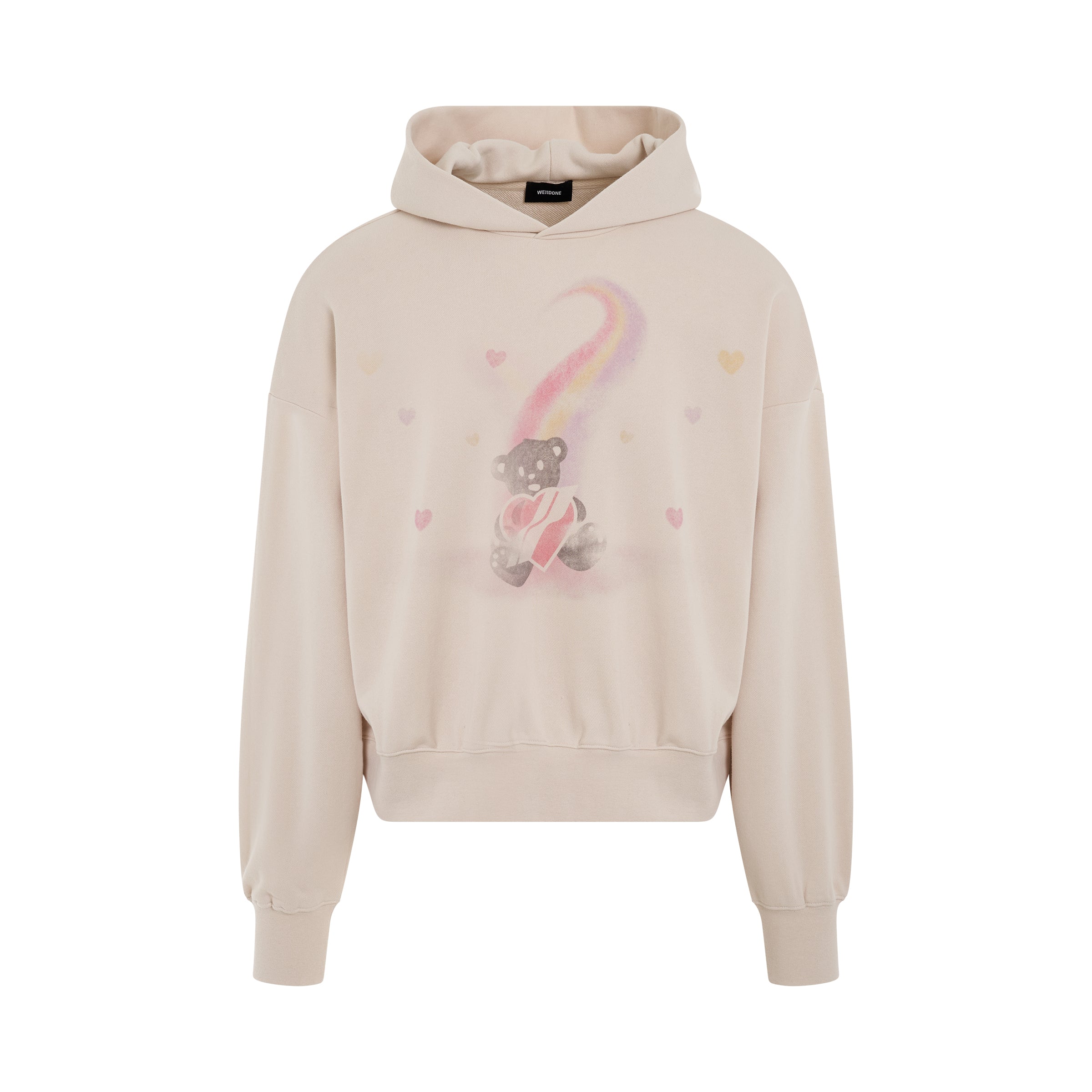 Teddy Bear Print Hoodie in Ivory