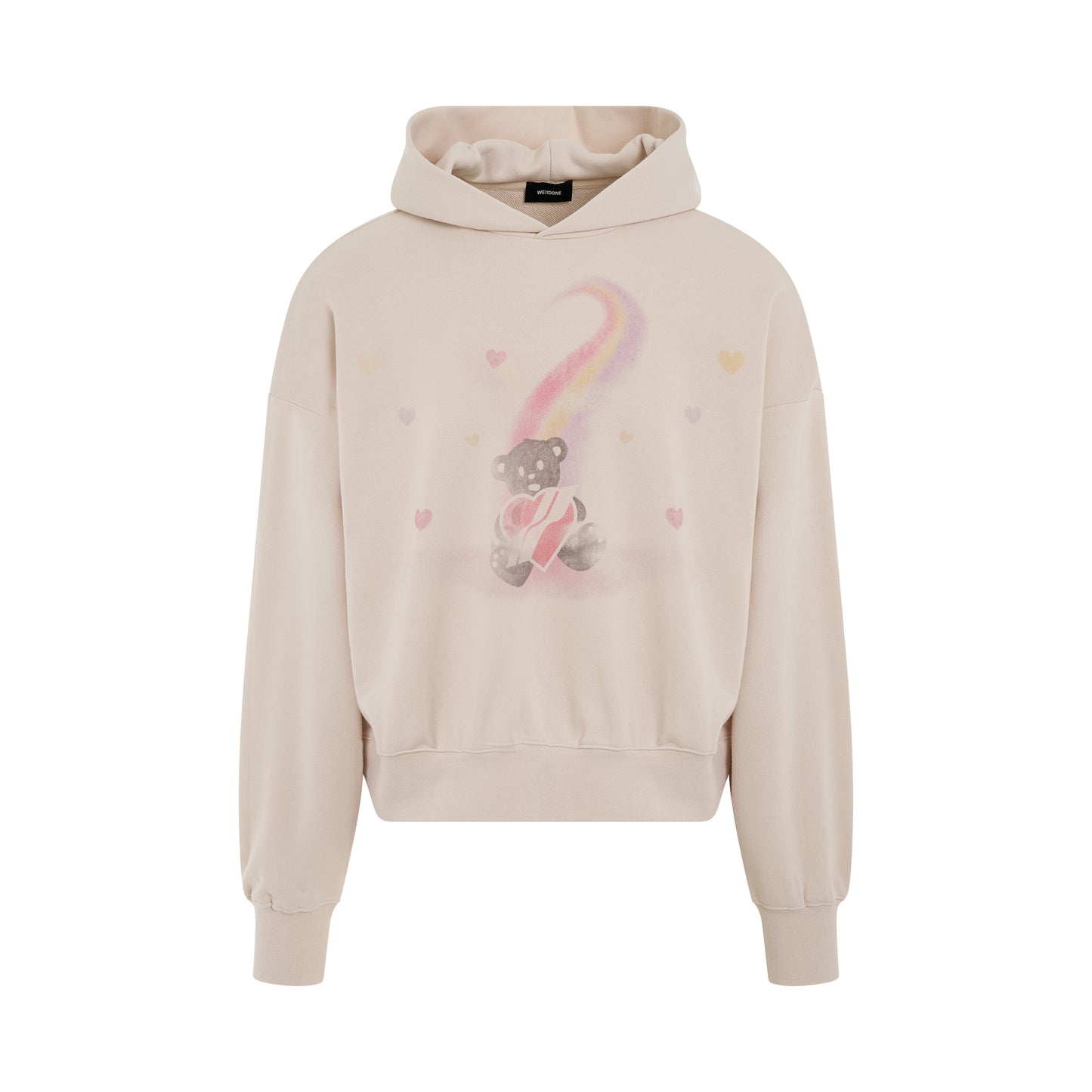 Teddy Bear Print Hoodie in Ivory