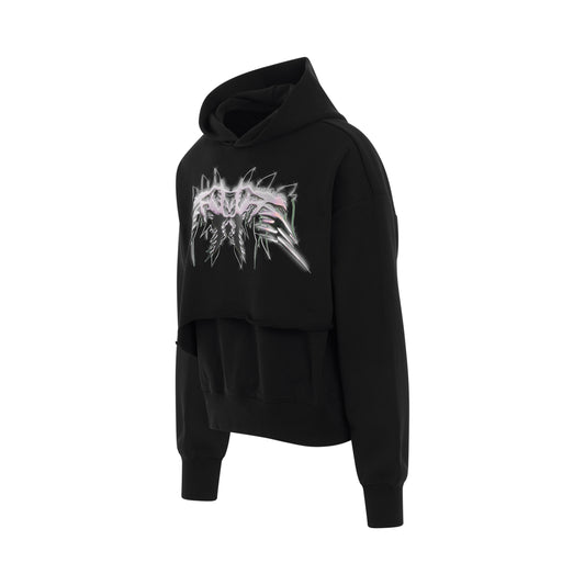 3D Western Print Hoodie in Black