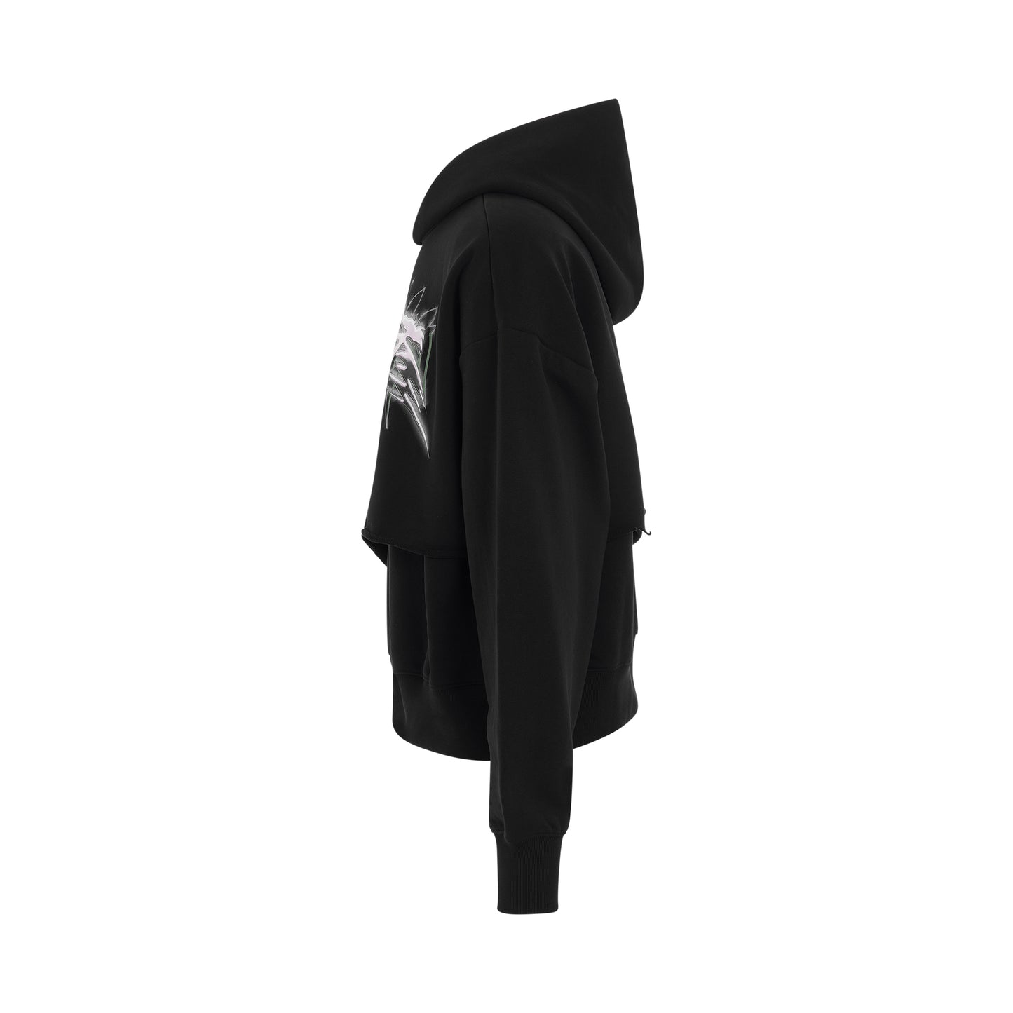 3D Western Print Hoodie in Black