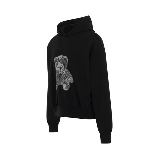 Pixel Teddy Hoodie in Black