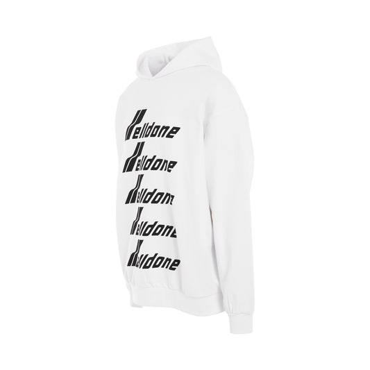 Multiple Front Logo Hoodie in White