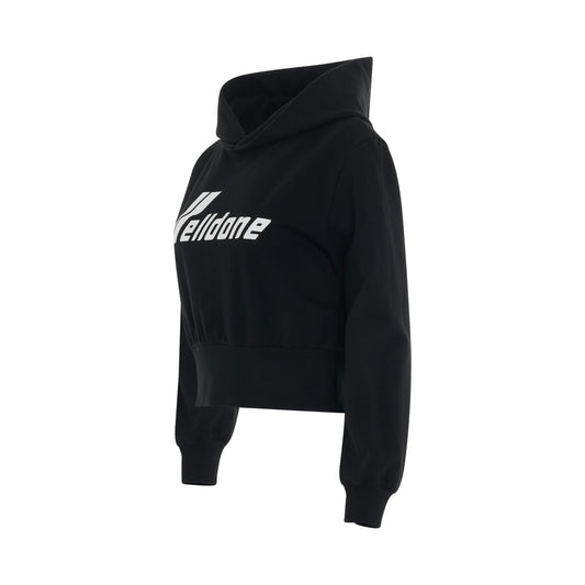 Lettering Symbol Crop Hoodie in Black