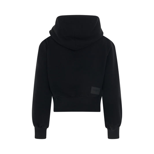 Lettering Symbol Crop Hoodie in Black