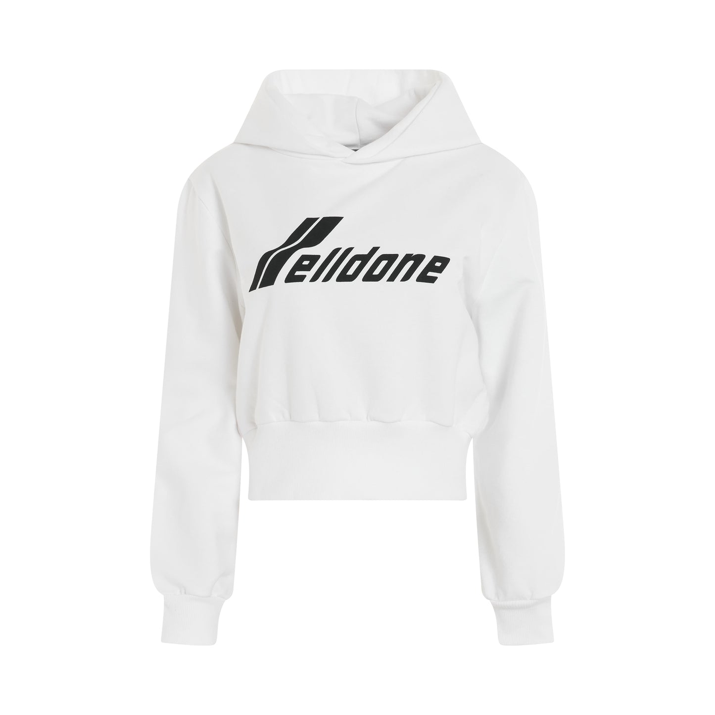 Lettering Symbol Crop Hoodie in White