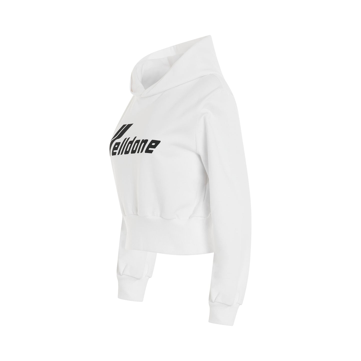 Lettering Symbol Crop Hoodie in White