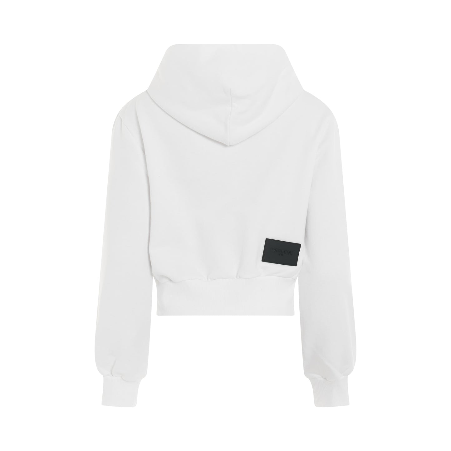 Lettering Symbol Crop Hoodie in White