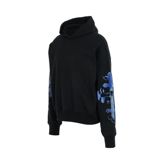 Gothic Print Hoodie in Black